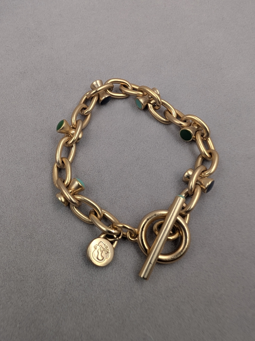 Spartina 449 Gold Tone Multi-Color Enamel Accent Toggle Link Bracelet m105 - Picture 5 of 9